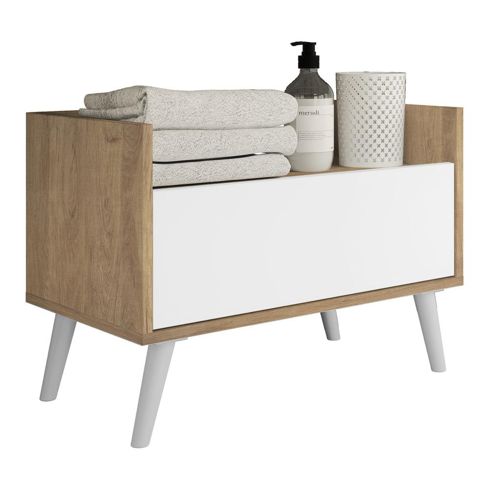 Gabinete Armário Banheiro 80cm Retrô Multimóveis V5000 Rustic/Branco Gabinete Armário Banheiro 80cm Retrô Multimóveis V5000 Rustic/Branco