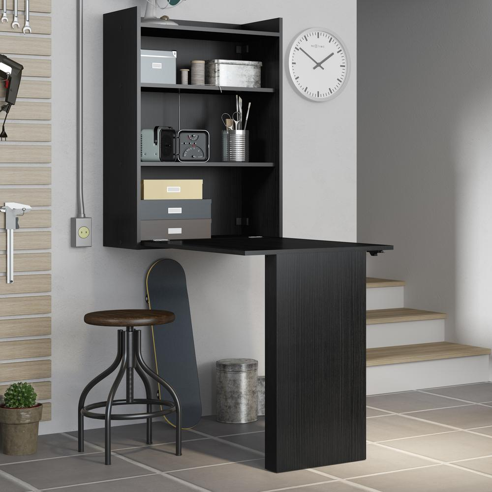 Armário Balcão com Mesa Retrátil Multimóveis Preto Armário Balcão com Mesa Retrátil Multimóveis Preto