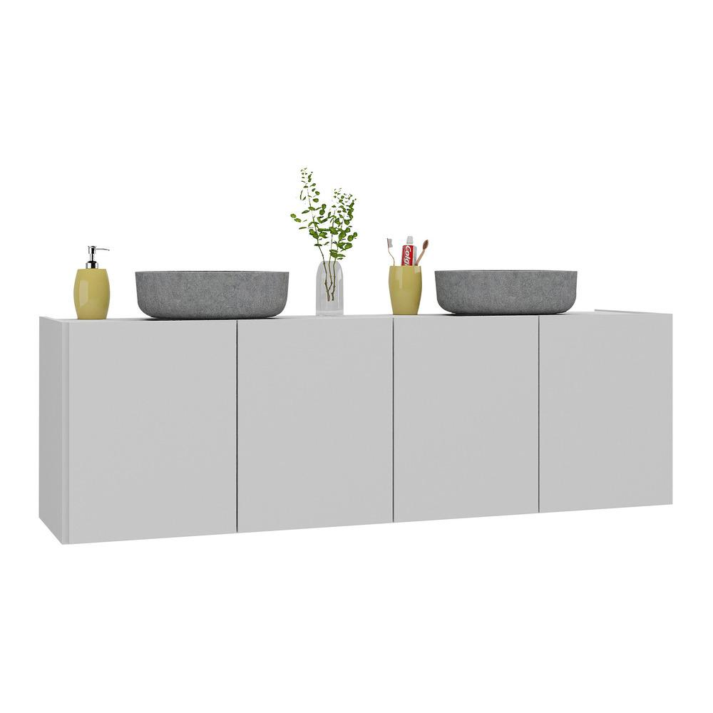 Gabinete de Banheiro 123,5cm Suspenso 4 Portas Multimóveis MP5047 Branco Gabinete de Banheiro 123,5cm Suspenso 4 Portas Multimóveis MP5047 Branco