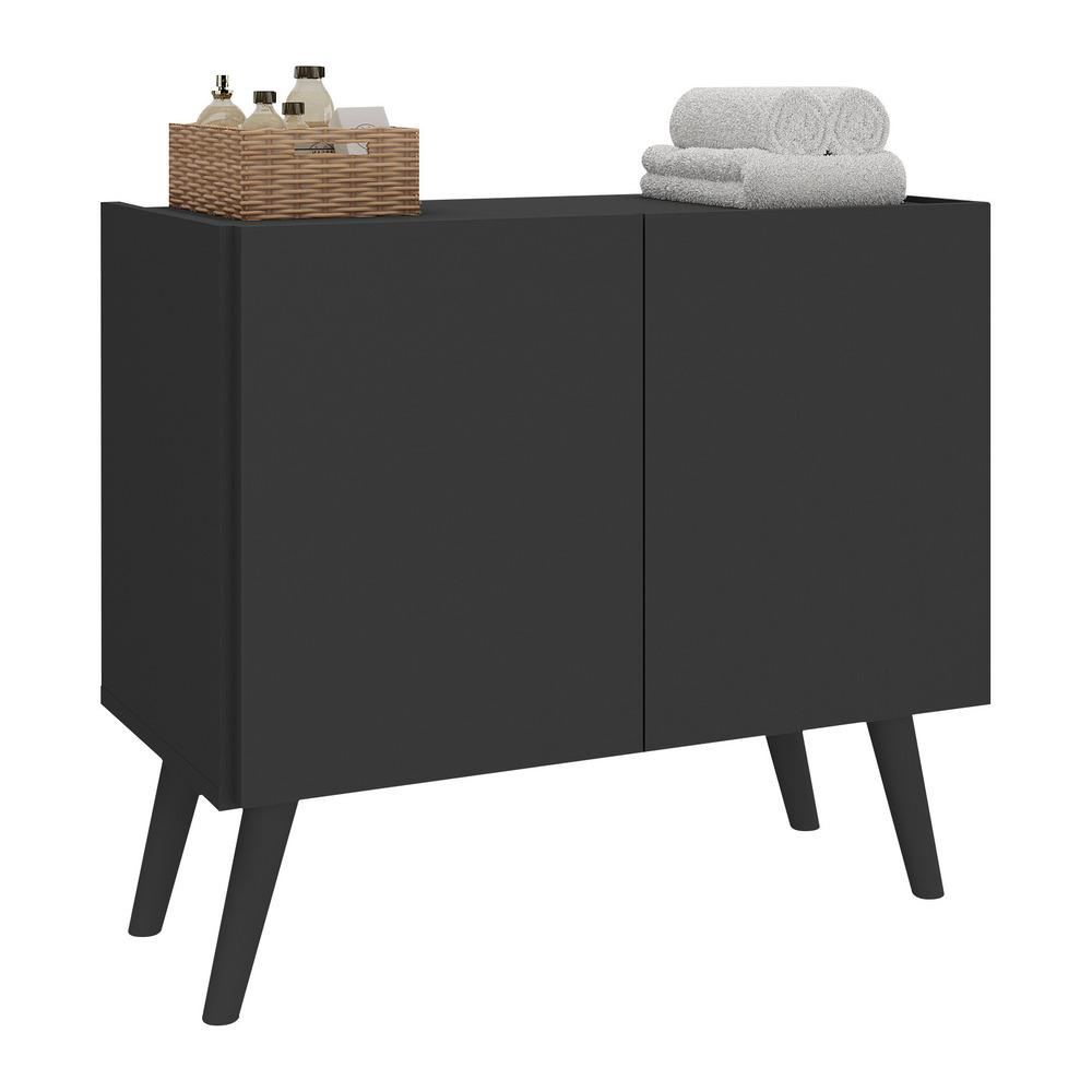 Gabinete Armário de Banheiro 62,5cm Retrô 2 Portas Multimóveis MP5045 Preto Gabinete Armário de Banheiro 62,5cm Retrô 2 Portas Multimóveis MP5045 Preto