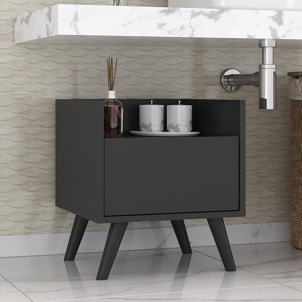 Gabinete Armário Banheiro 40 cm com Pés Retrô Multimóveis MP5037 Preto Gabinete Armário Banheiro 40 cm com Pés Retrô Multimóveis MP5037 Preto