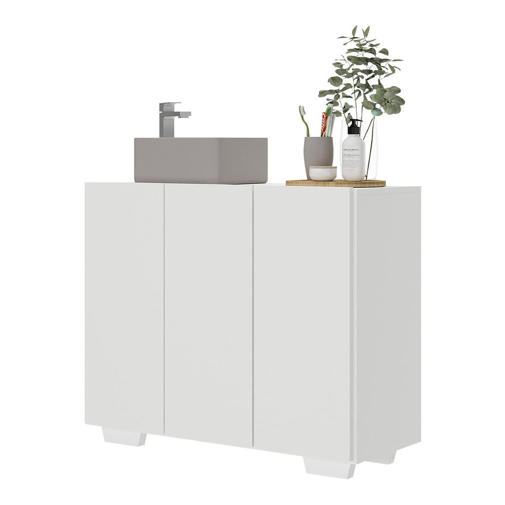 Gabinete Banheiro 3 Portas 90cm Multimóveis V5031 Branco Gabinete Banheiro 3 Portas 90cm Multimóveis V5031 Branco