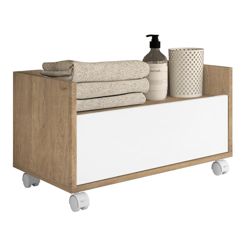 Gabinete Armário Banheiro 80cm com Rodízios Multimóveis V5002 Rustic/Branco Gabinete Armário Banheiro 80cm com Rodízios Multimóveis V5002 Rustic/Branco