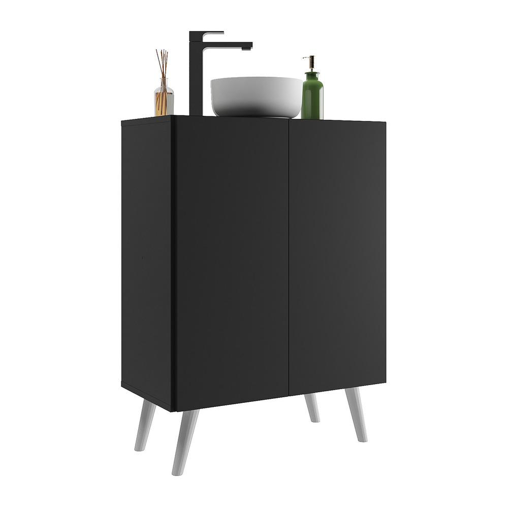 Gabinete Banheiro 2 Portas Retrô 63cm Multimóveis V5006 Preto/Branco Gabinete Banheiro 2 Portas Retrô 63cm Multimóveis V5006 Preto/Branco