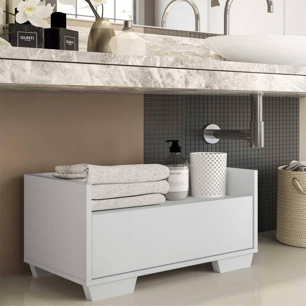 Gabinete Armário Banheiro 60 cm c/ Pés Quadrados Multimóveis Branco Gabinete Armário Banheiro 60 cm c/ Pés Quadrados Multimóveis Branco