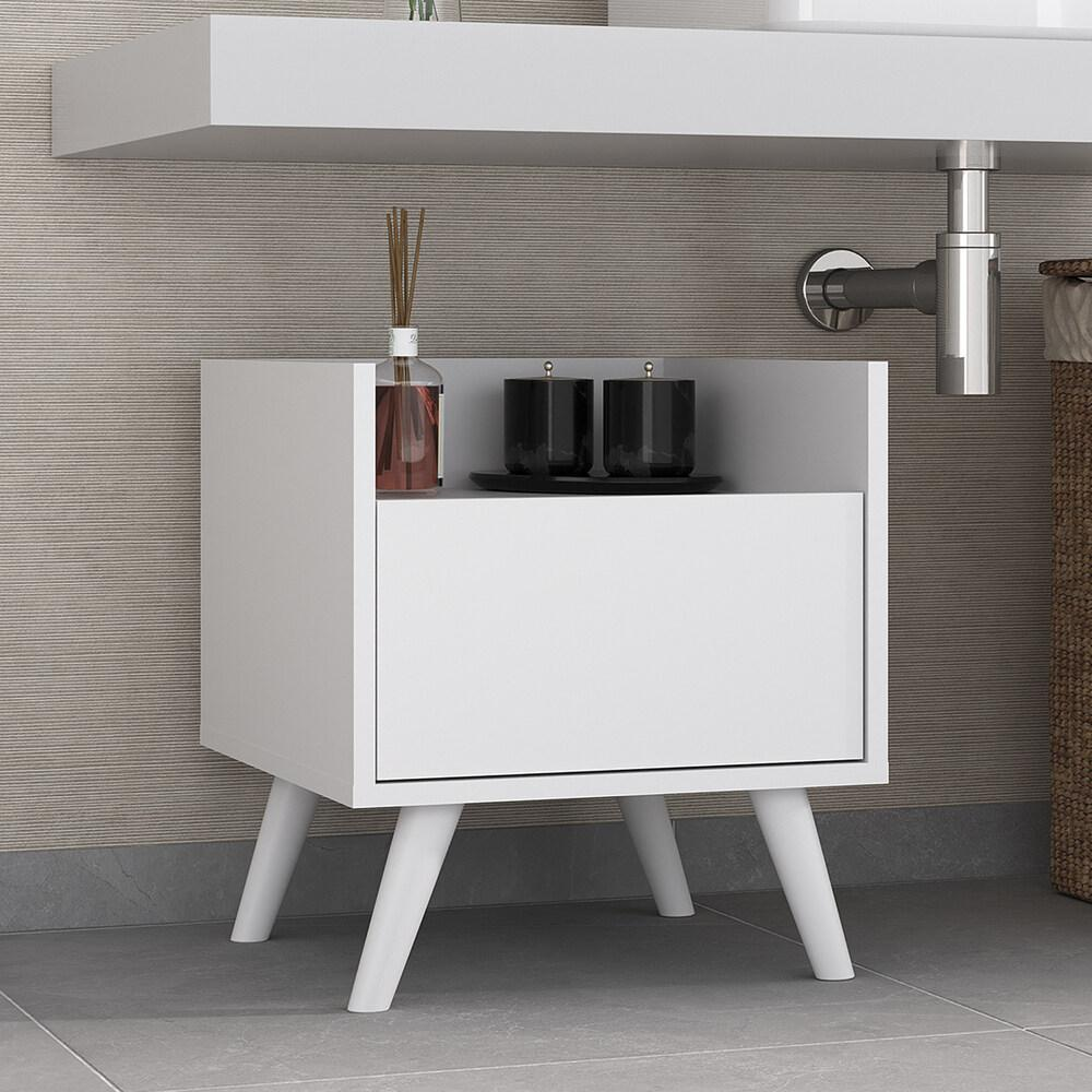 Gabinete Armário Banheiro 40 cm com Pés Retrô Multimóveis MP5037 Branco Gabinete Armário Banheiro 40 cm com Pés Retrô Multimóveis MP5037 Branco