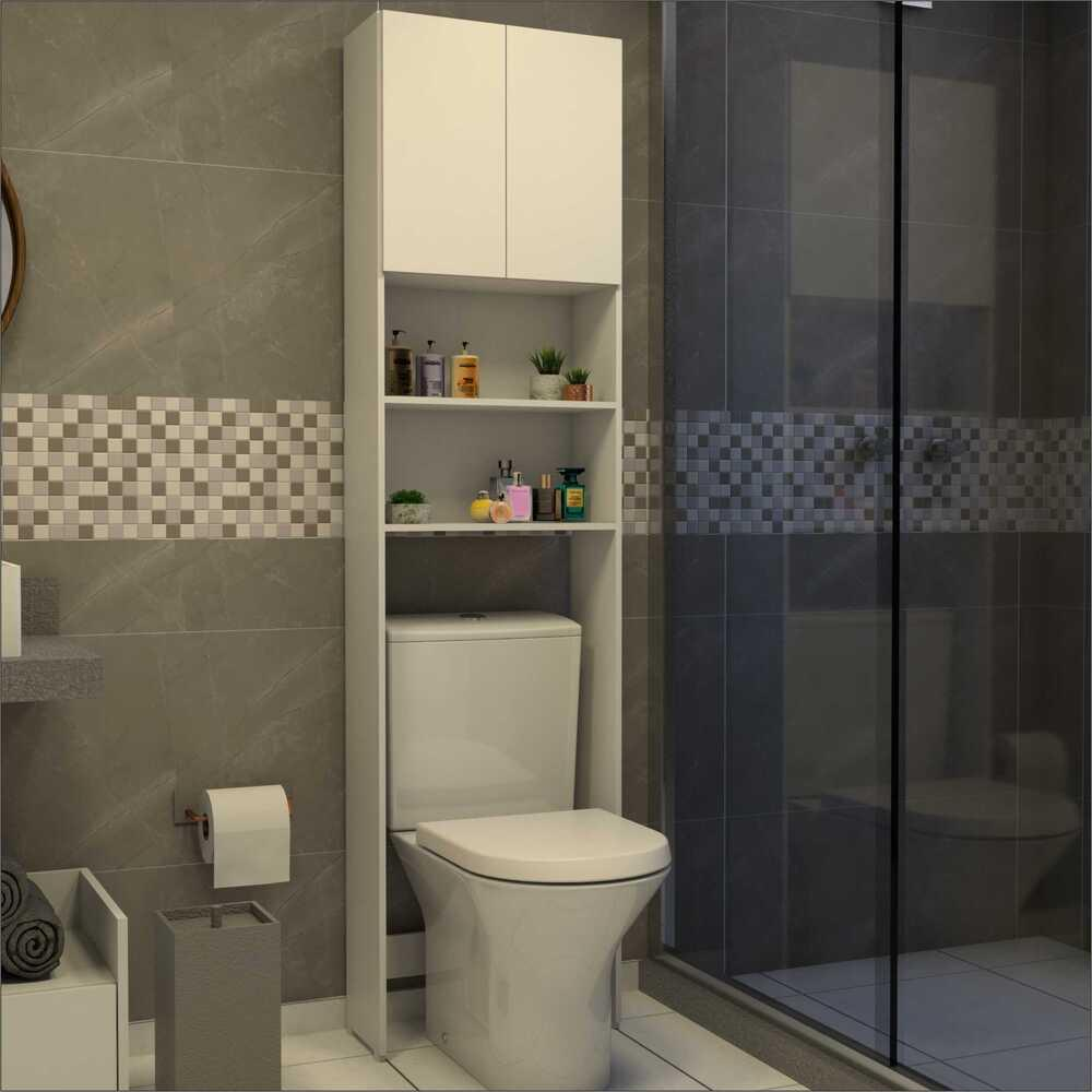 Armário Banheiro p/ Vaso Sanitário com 2 portas Aspen Multimóveis Branco Armário Banheiro p/ Vaso Sanitário com 2 portas Aspen Multimóveis Branco