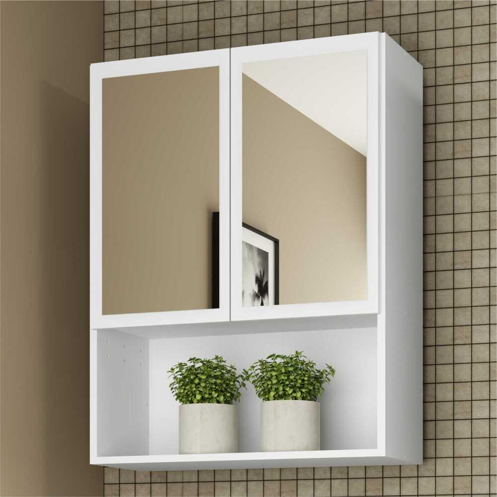 Armário Banheiro com 2 portas e espelho Aspen Smart Plus Multimóveis Branco Armário Banheiro com 2 portas e espelho Aspen Smart Plus Multimóveis Branco