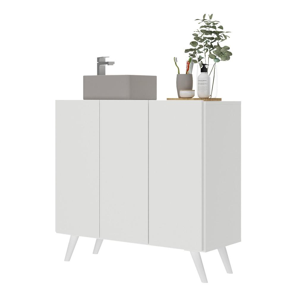 Gabinete Banheiro 3 Portas Retrô 90cm Multimóveis V5030 Branco Gabinete Banheiro 3 Portas Retrô 90cm Multimóveis V5030 Branco
