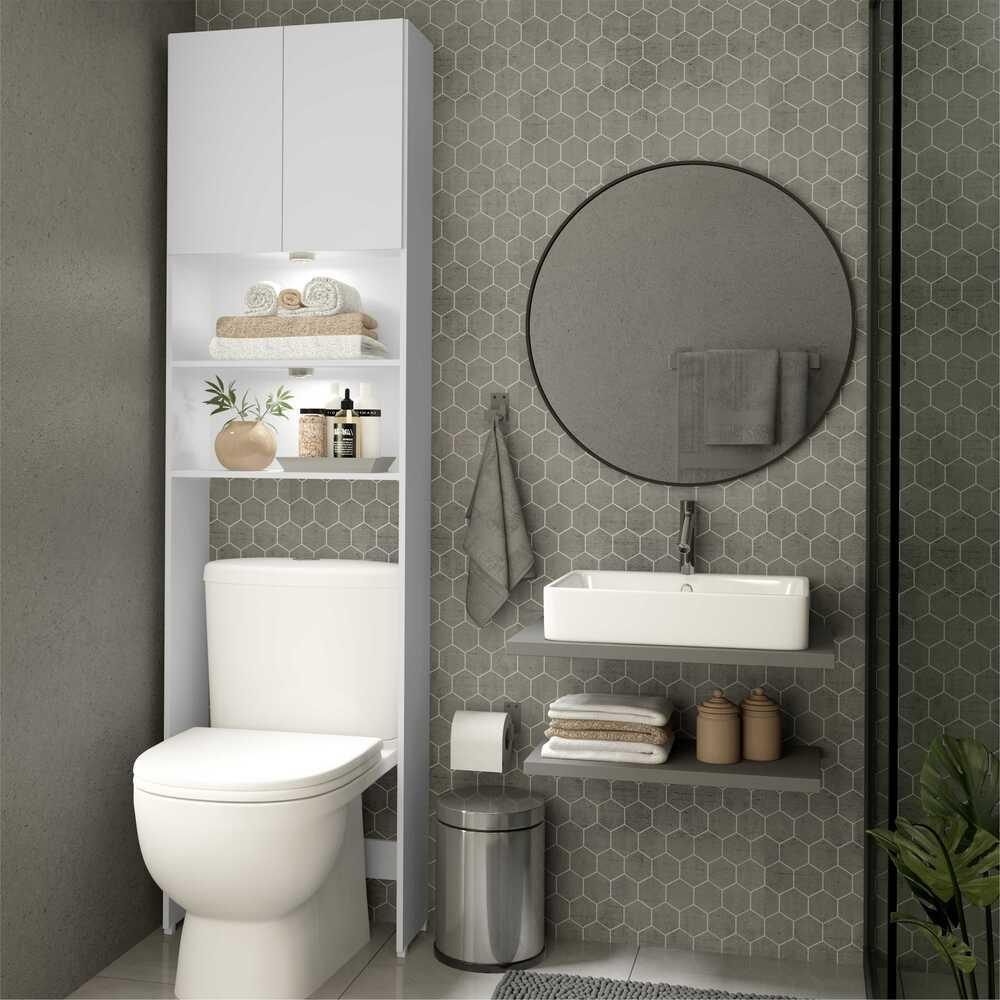 Armário Banheiro com 2 Leds para Vaso Sanitário e 2 portas Multimóveis Branco Armário Banheiro com 2 Leds para Vaso Sanitário e 2 portas Multimóveis Branco