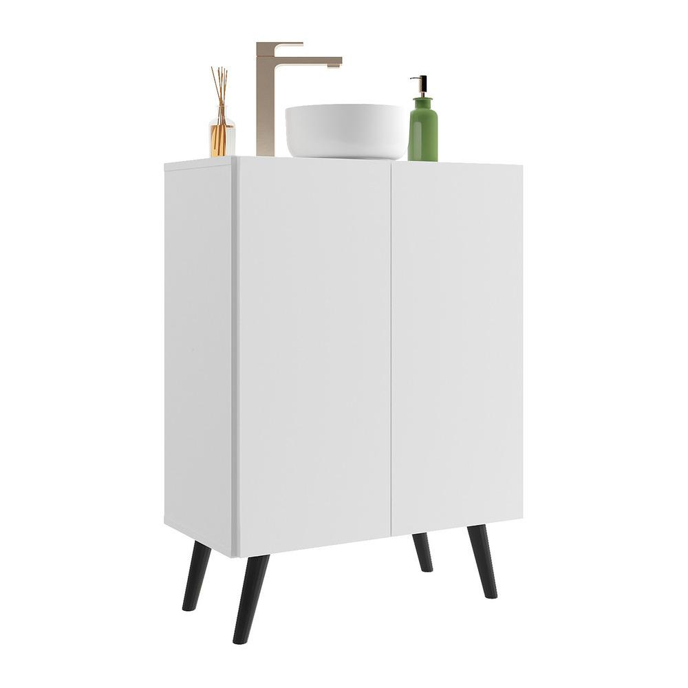 Gabinete Banheiro 2 Portas Retrô 63cm Multimóveis V5006 Branco/Preto Gabinete Banheiro 2 Portas Retrô 63cm Multimóveis V5006 Branco/Preto
