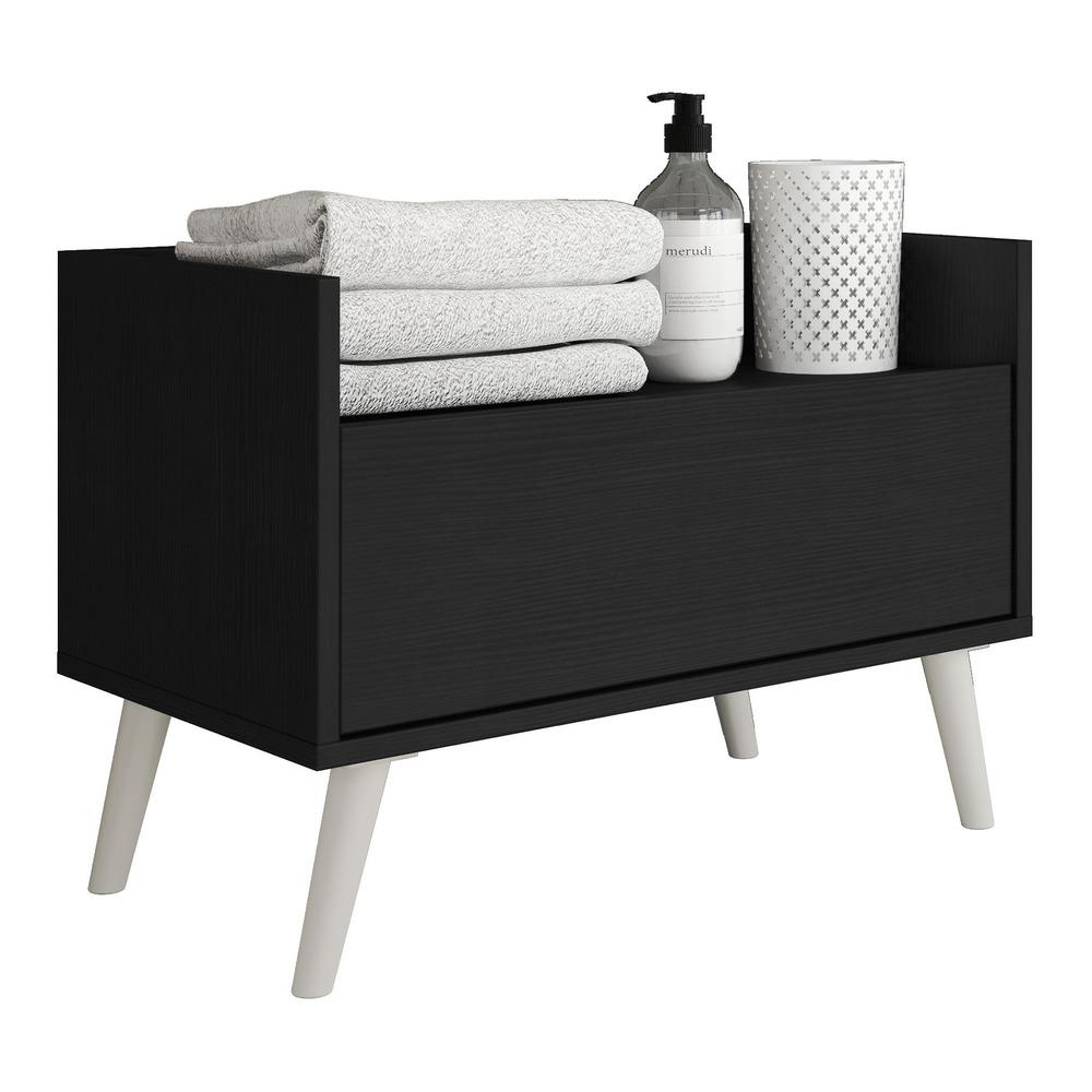 Gabinete Armário Banheiro 80cm Retrô Multimóveis V5000 Preto/Branco Gabinete Armário Banheiro 80cm Retrô Multimóveis V5000 Preto/Branco