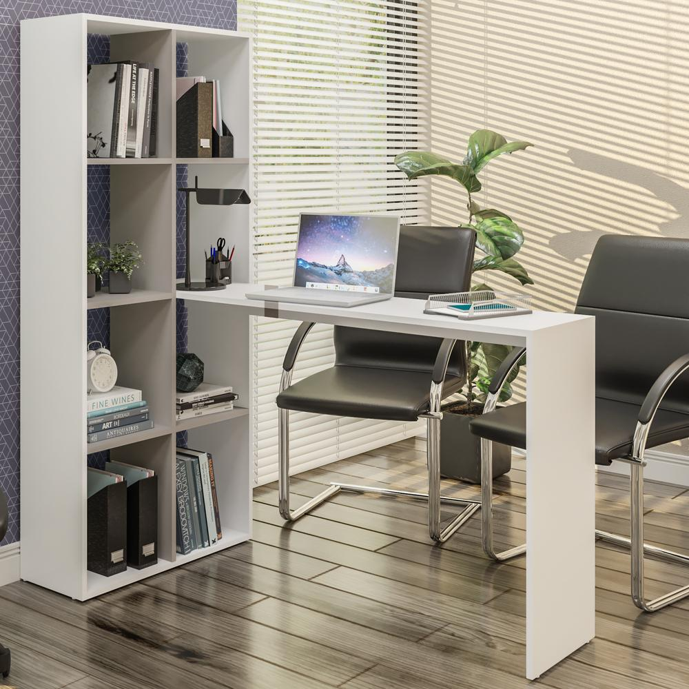 Mesa Office com estante lateral Multimóveis Branco/Lacca Fume Mesa Office com estante lateral Multimóveis Branco/Lacca Fume