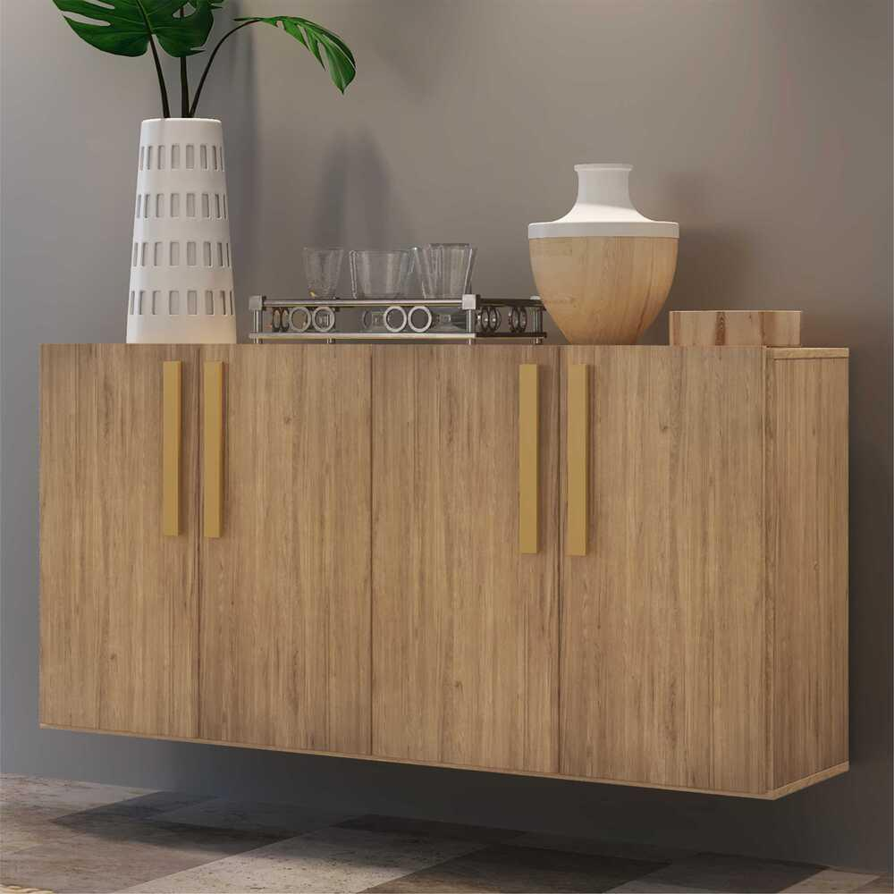 Aparador Buffet 4 Portas Suspenso Viena Multimóveis Rustic/Natural Aparador Buffet 4 Portas Suspenso Viena Multimóveis Rustic/Natural