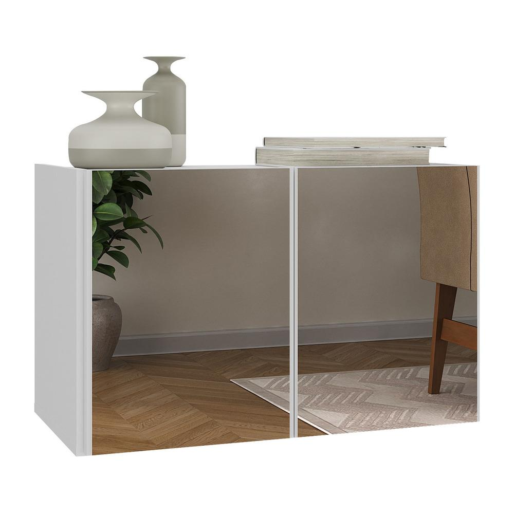 Aparador Buffet Suspenso com Espelhos 2 Portas Multimóveis MP8003 Branco Aparador Buffet Suspenso com Espelhos 2 Portas Multimóveis MP8003 Branco