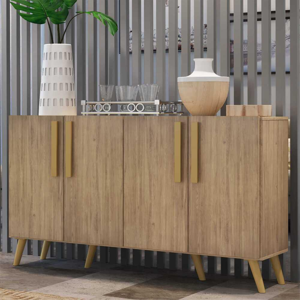 Aparador Buffet 4 Portas com Pés Retrô Viena Multimóveis Rustic/Natural Aparador Buffet 4 Portas com Pés Retrô Viena Multimóveis Rustic/Natural