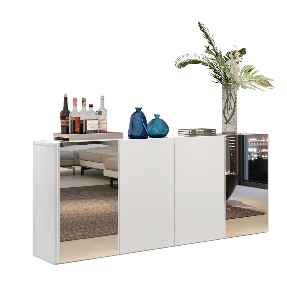 Aparador Buffet 4 Portas com Espelho Vegas Multimóveis V3561 Branco Aparador Buffet 4 Portas com Espelho Vegas Multimóveis V3561 Branco