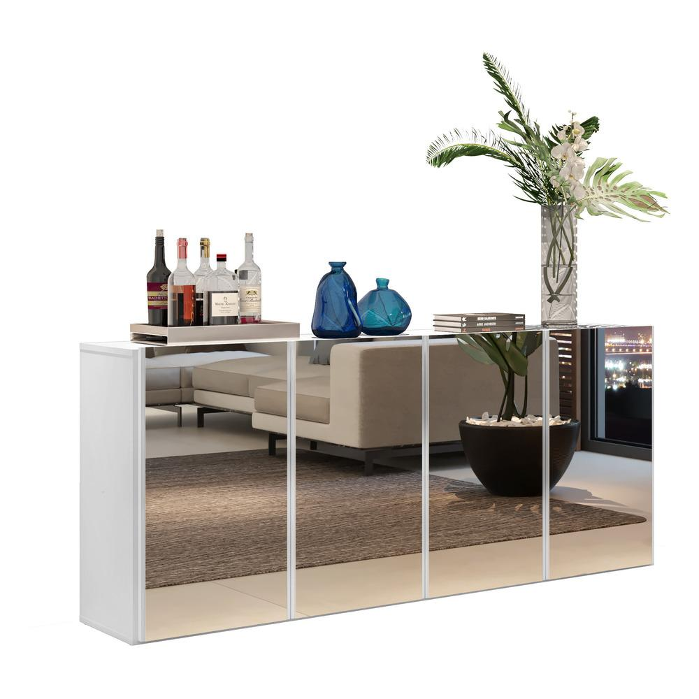 Aparador Buffet 4 Portas com Espelho Vegas Multimóveis V3558 Branco Aparador Buffet 4 Portas com Espelho Vegas Multimóveis V3558 Branco