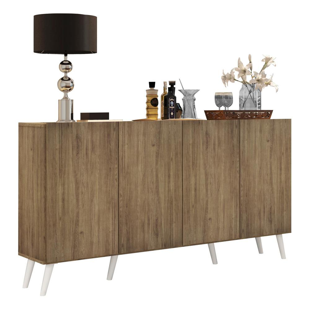 Aparador Buffet 4 Portas Retrô Veneza Multimóveis V3556 Rustic/Branco Aparador Buffet 4 Portas Retrô Veneza Multimóveis V3556 Rustic/Branco