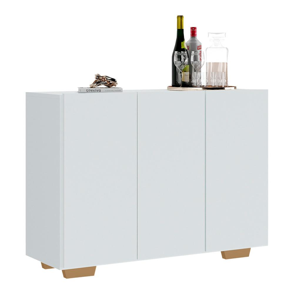 Aparador Buffet 3 Portas com Pés Quadrados Veneza Multimóveis V1010 Branco/Natural Aparador Buffet 3 Portas com Pés Quadrados Veneza Multimóveis V1010 Branco/Natural