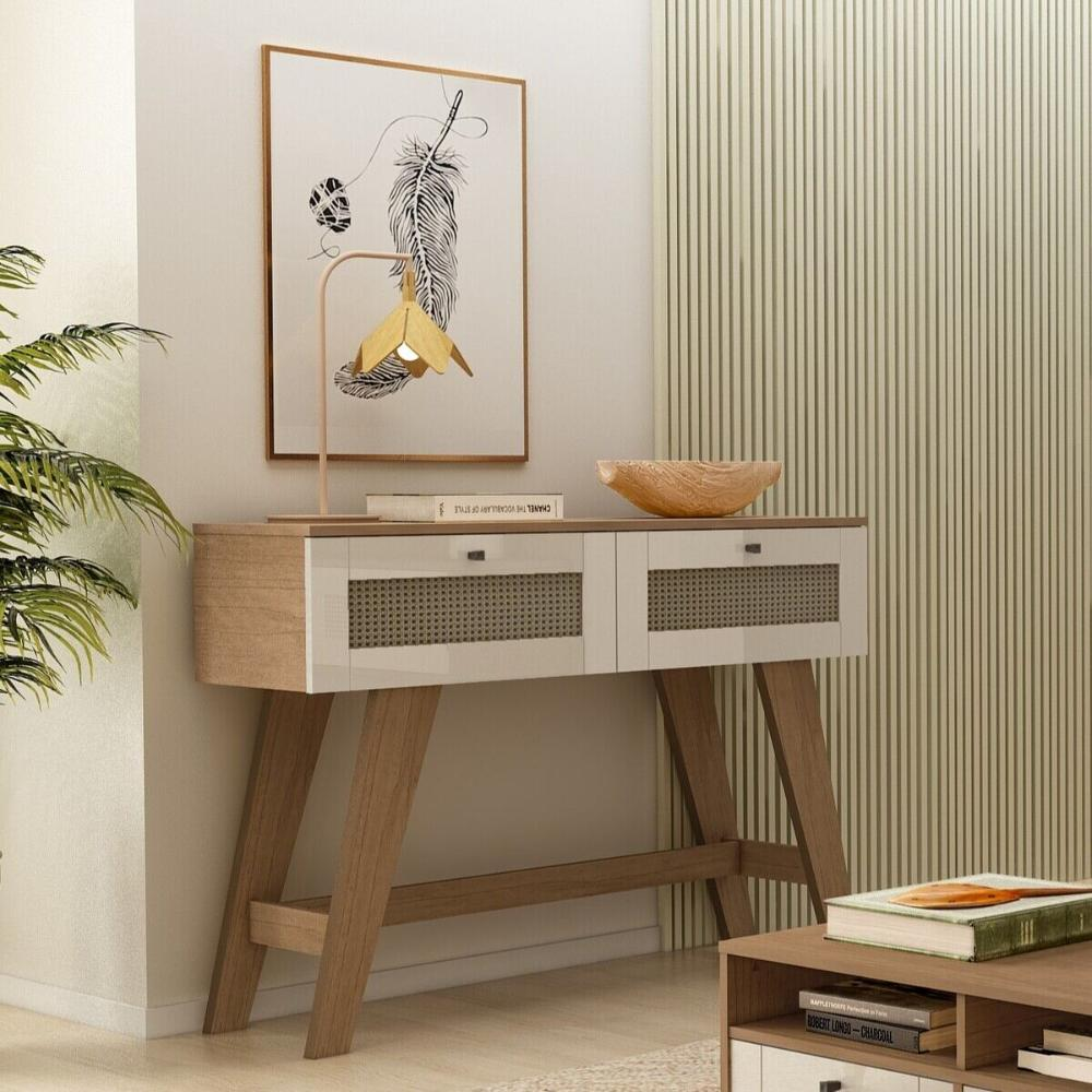 Aparador Buffet 110cm 2 Gavetas Retrô Multimóveis CR50125 Cinamomo/Off White