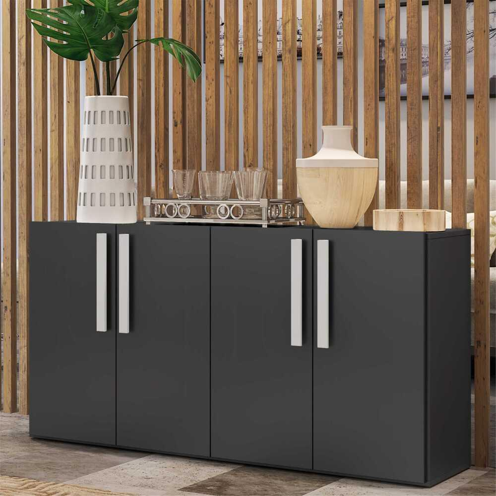 Aparador Buffet 4 portas Viena Multimóveis Preto/Branco Aparador Buffet 4 portas Viena Multimóveis Preto/Branco