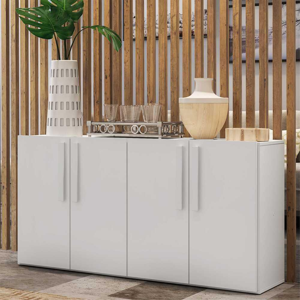 Aparador Buffet 4 portas Viena Multimóveis Branco Aparador Buffet 4 portas Viena Multimóveis Branco