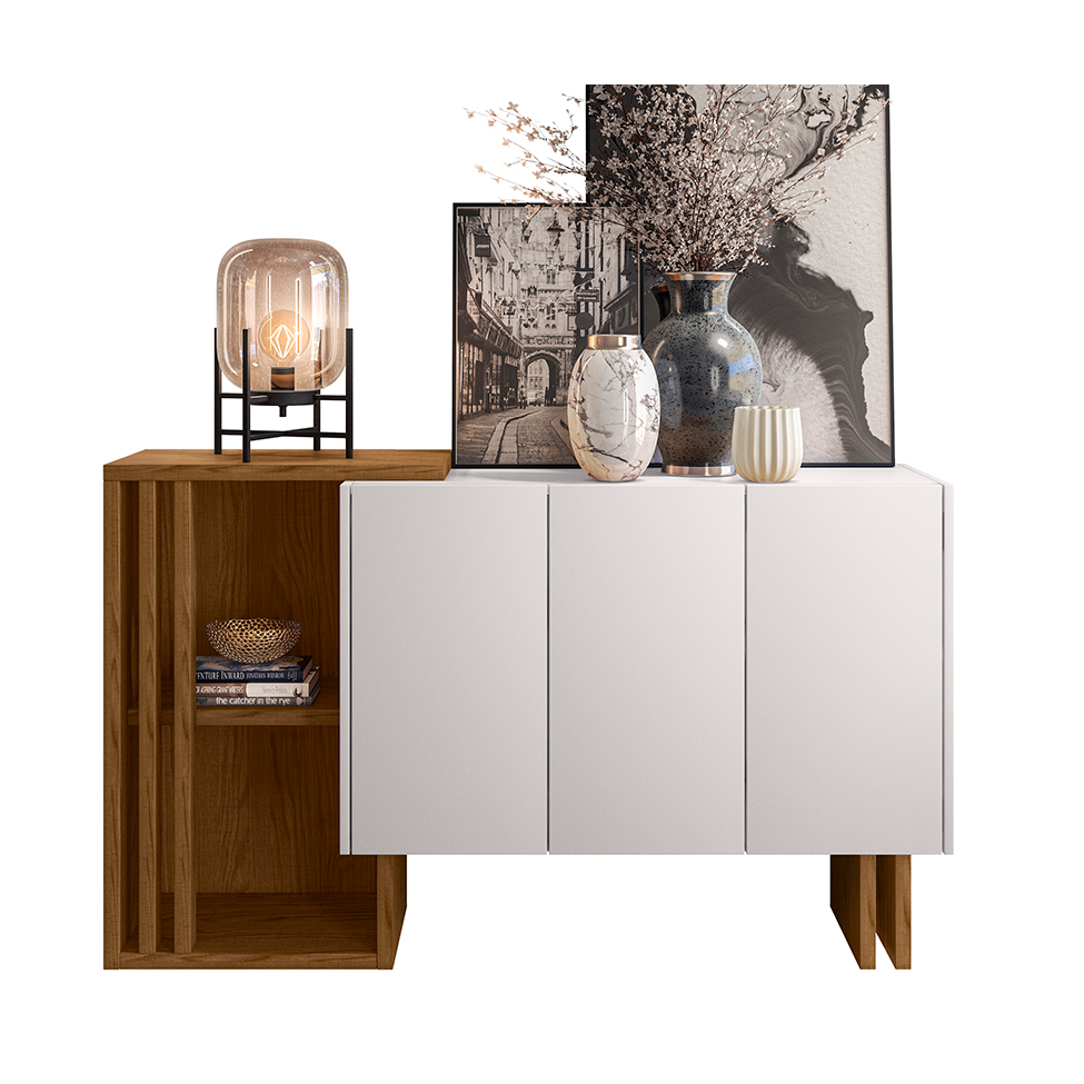 Buffet Berlim 3 PT Ypê e Off White Buffet Berlim 3 PT Ypê e Off White