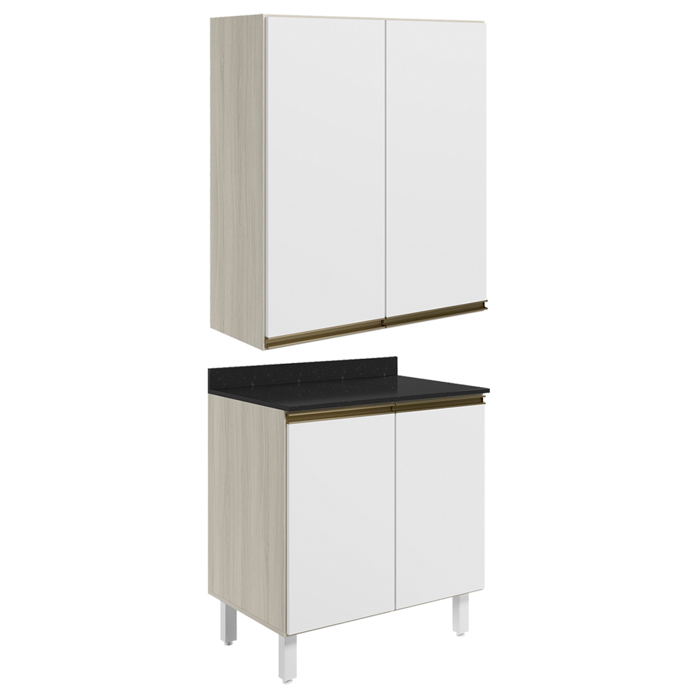 Armario Aereo Balcao 2 Portas 60cm MDF Kali Bianco Toq Branco Uv Nicioli