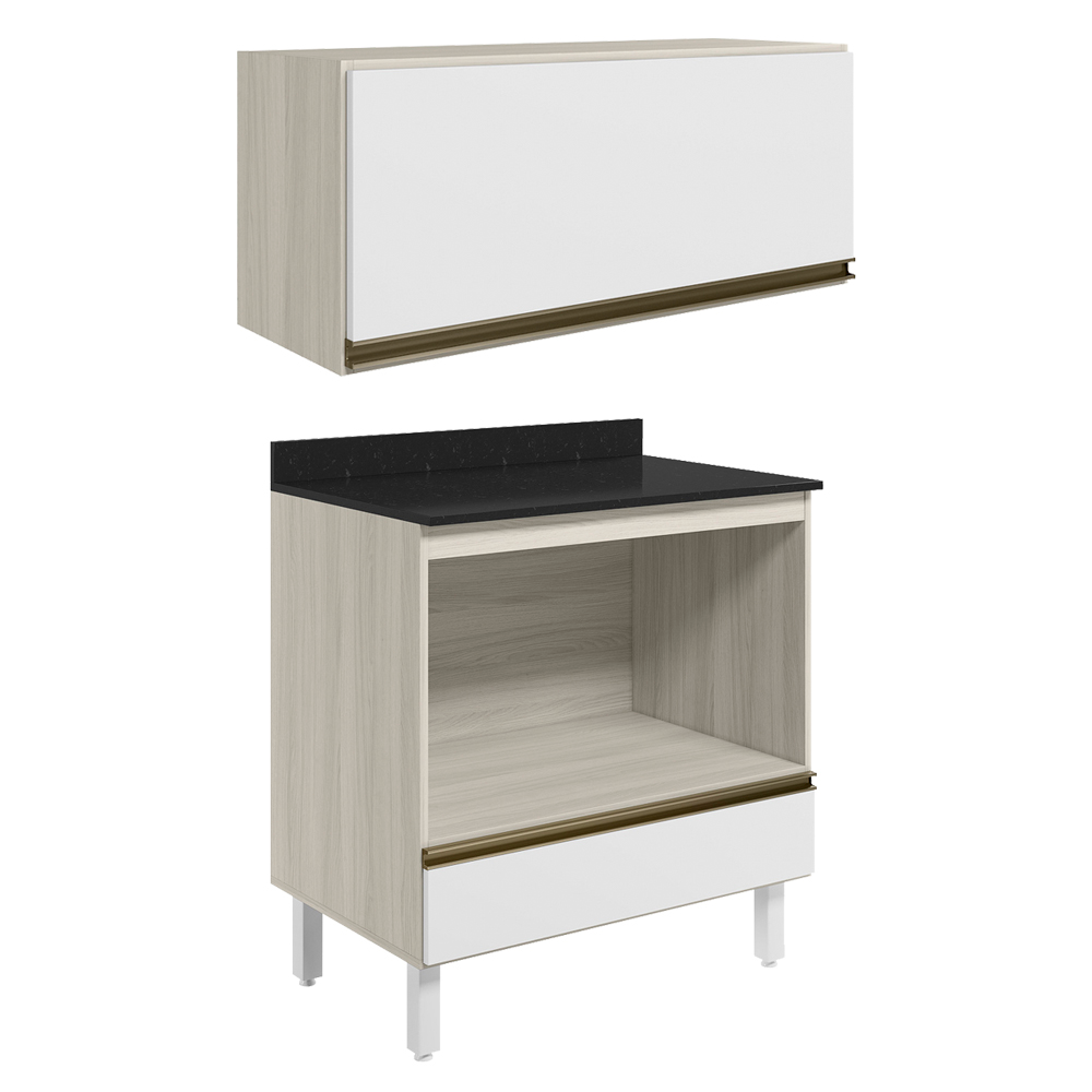 Armario Aereo Balcao Forno MDF Kali Bianco Toq Branco Uv Nicioli
