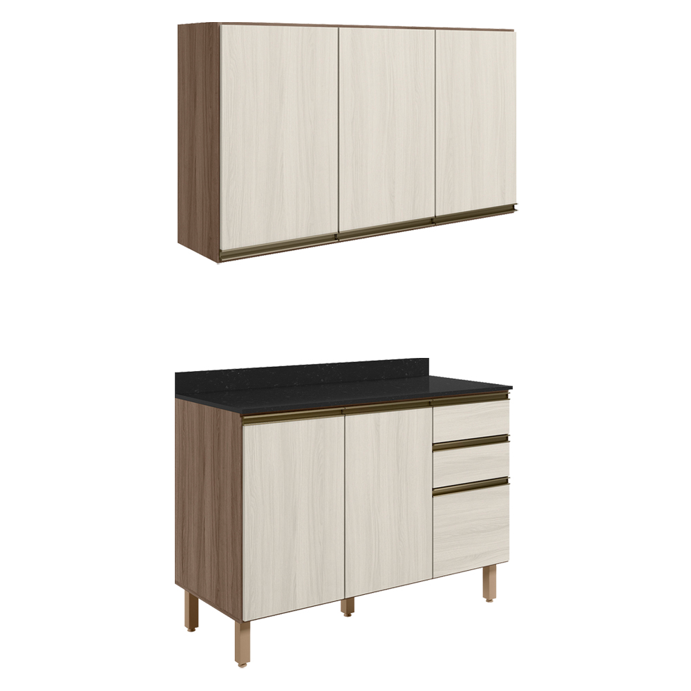 Armario Aereo Balcao Tampo 120cm MDF Kali Carvalho Toq Bianco Toq Nicioli Armario Aereo Balcao Tampo 120cm MDF Kali Carvalho Toq Bianco Toq Nicioli