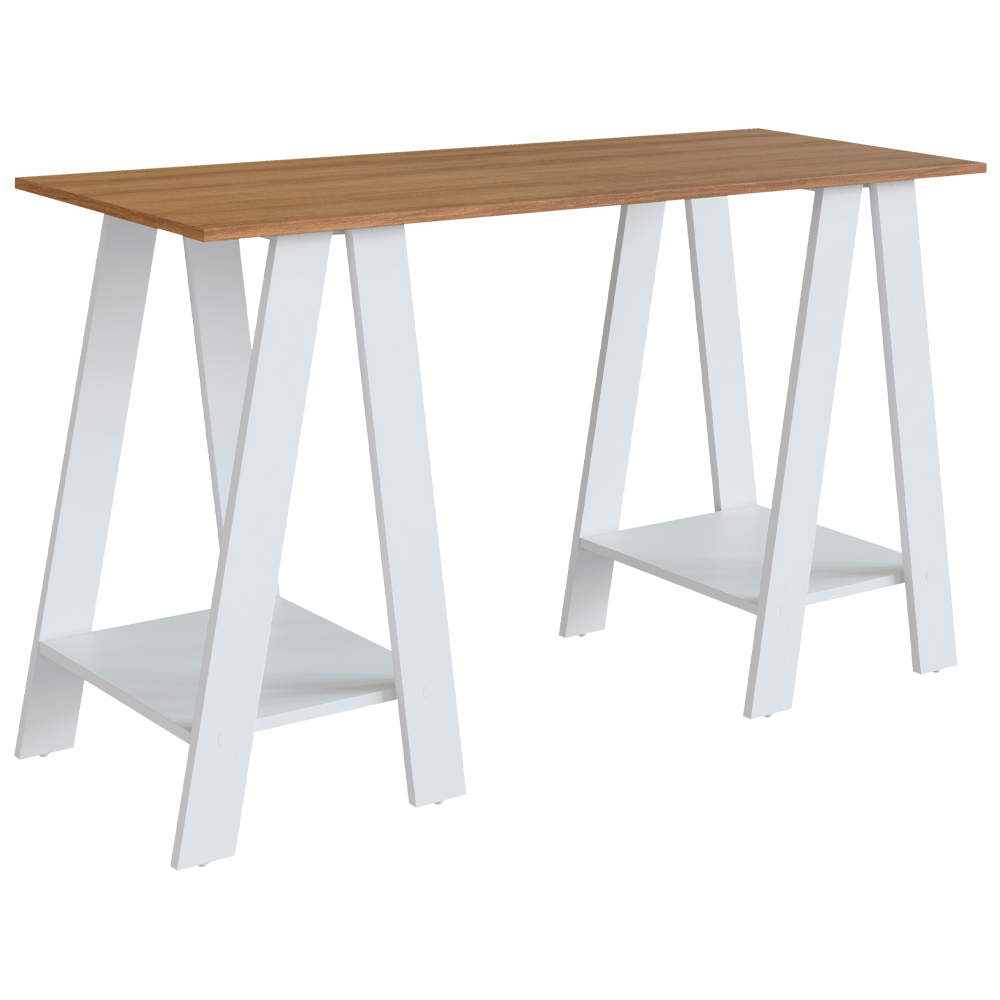 Escrivaninha Mesa Escritorio Cavalete 2 Prateleiras Mell Branco B61 NOVAM Escrivaninha Mesa Escritorio Cavalete 2 Prateleiras Mell Branco B61 NOVAM
