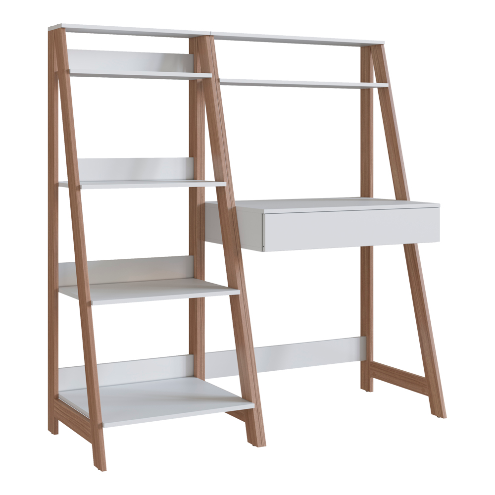Conjunto Escrivaninha e Estante Para Escritório B94 Branco Montana NOVAM Conjunto Escrivaninha e Estante Para Escritório B94 Branco Montana NOVAM