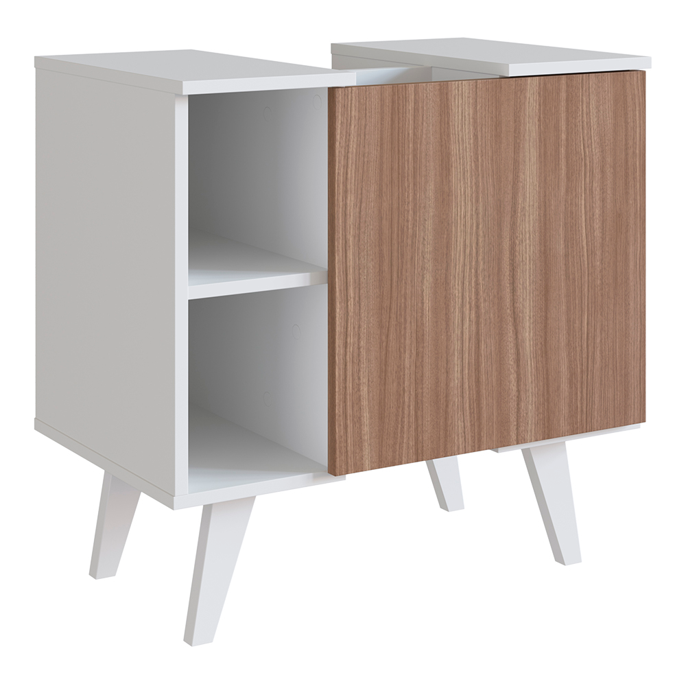 Gabinete Para Banheiro 01 Porta e 4 Nichos B86 Branco Montana NOVAM Gabinete Para Banheiro 01 Porta e 4 Nichos B86 Branco Montana NOVAM