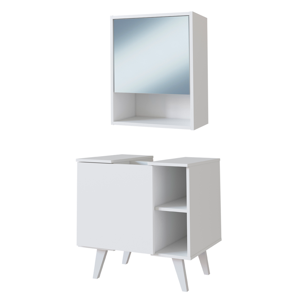 Gabinete e Armario Com Espelho Para Banheiro B95 Branco NOVAM Gabinete e Armario Com Espelho Para Banheiro B95 Branco NOVAM