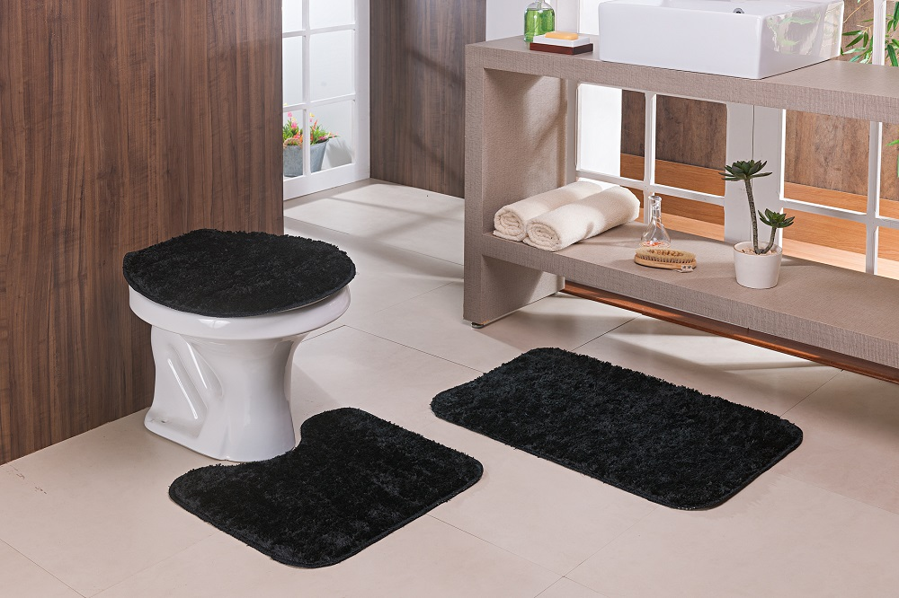 Kit Banheiro Classic Preto 3 Peças - Oásis Kit Banheiro Classic Preto 3 Peças - Oásis