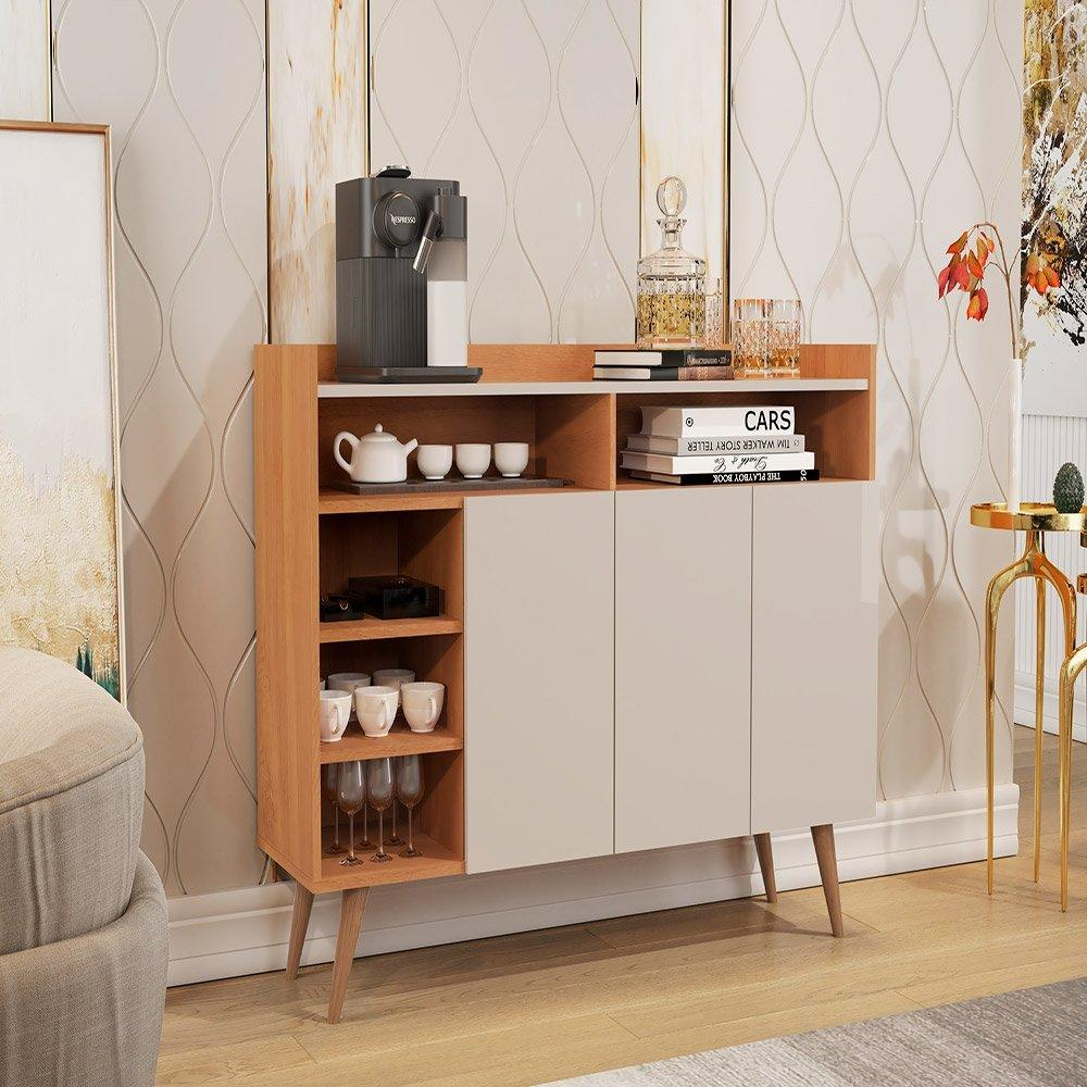 Buffet Aparador 3 Portas Nichos Retro Celta Giga Nature/Off White Buffet Aparador 3 Portas Nichos Retro Celta Giga Nature/Off White
