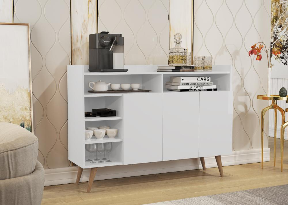 Buffet Aparador 3 Portas Nichos Retro Celta Giga Branco Buffet Aparador 3 Portas Nichos Retro Celta Giga Branco
