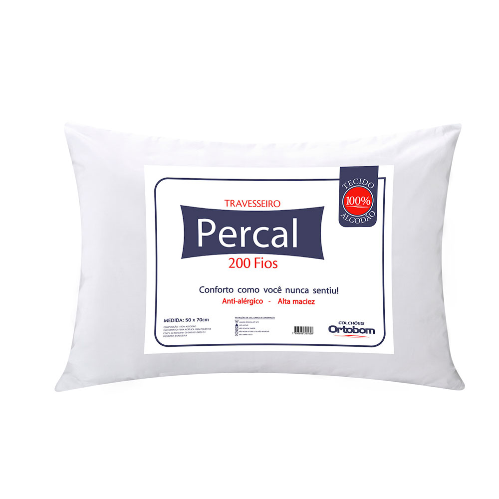 Travesseiro Percal 200 Fios Plus Branco Travesseiro Percal 200 Fios Plus Branco