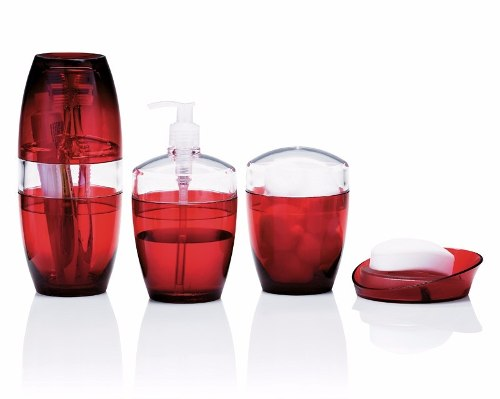 Conjunto Para Banheiro Com 4 Peças Vermelho Alta Qualidade Conjunto Para Banheiro Com 4 Peças Vermelho Alta Qualidade