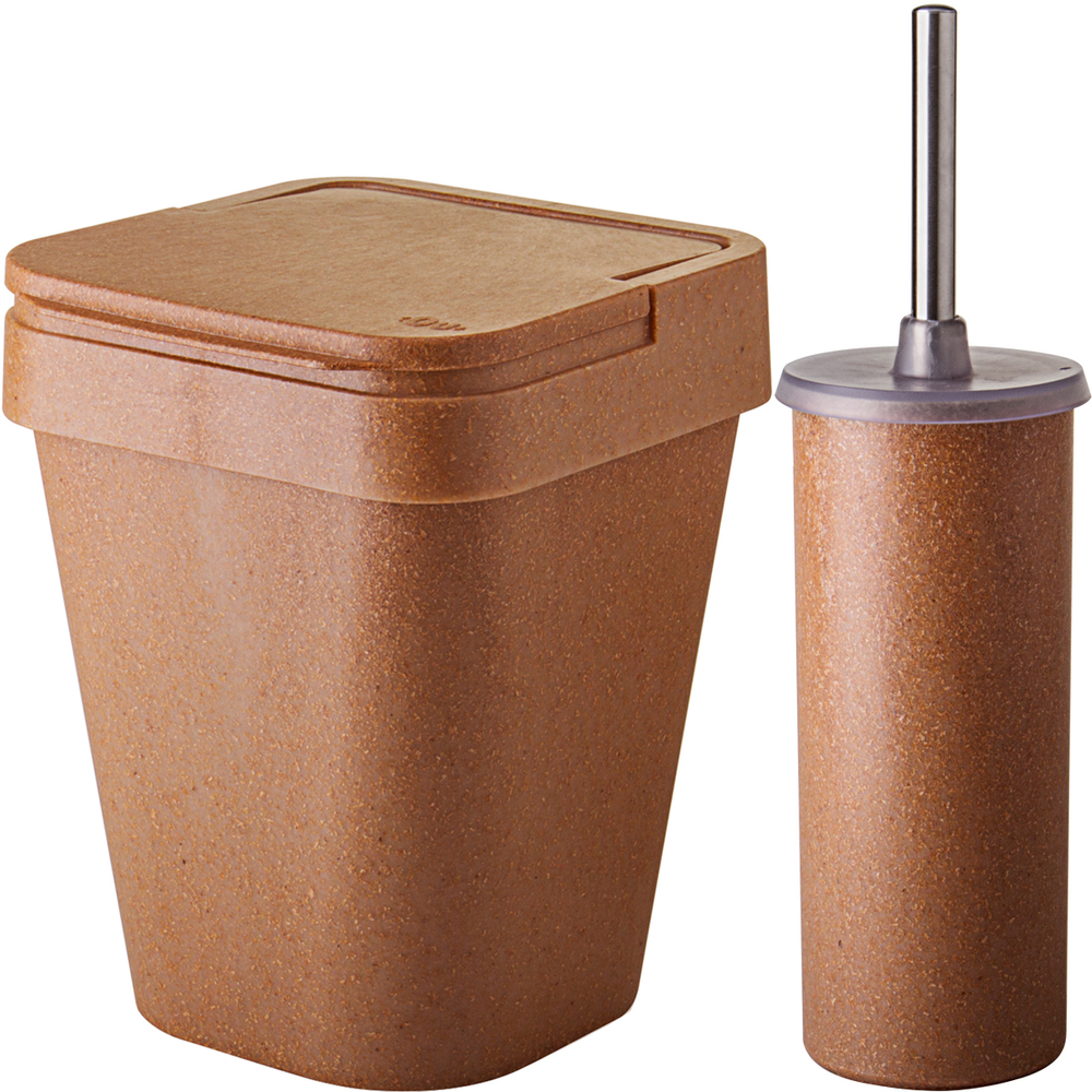 Conjunto Banheiro Lixeira Plástica Eco 5l E Escova Sanitária Cerejeira Conjunto Banheiro Lixeira Plástica Eco 5l E Escova Sanitária Cerejeira