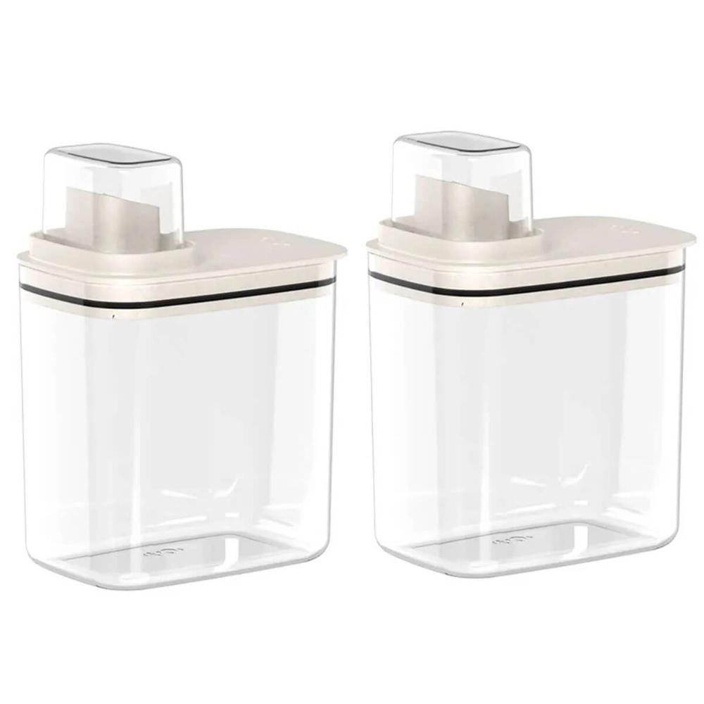 Kit 2 Dispensers para Amaciante e Sabão Líquido 1,5L Flow Bege com Tampa Medidora Ou Kit 2 Dispensers para Amaciante e Sabão Líquido 1,5L Flow Bege com Tampa Medidora Ou
