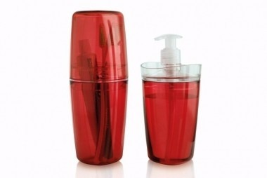 Conjunto Para Banheiro Vermelho 2 Peças Suporte Escova Sabão Conjunto Para Banheiro Vermelho 2 Peças Suporte Escova Sabão