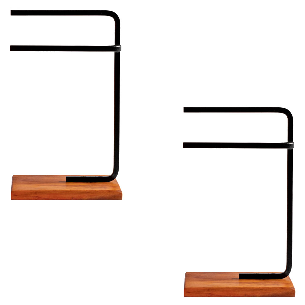 Kit 2 Porta Toalhas de Rosto Eleganza Metal Preto e Madeira - Pallazio Kit 2 Porta Toalhas de Rosto Eleganza Metal Preto e Madeira - Pallazio