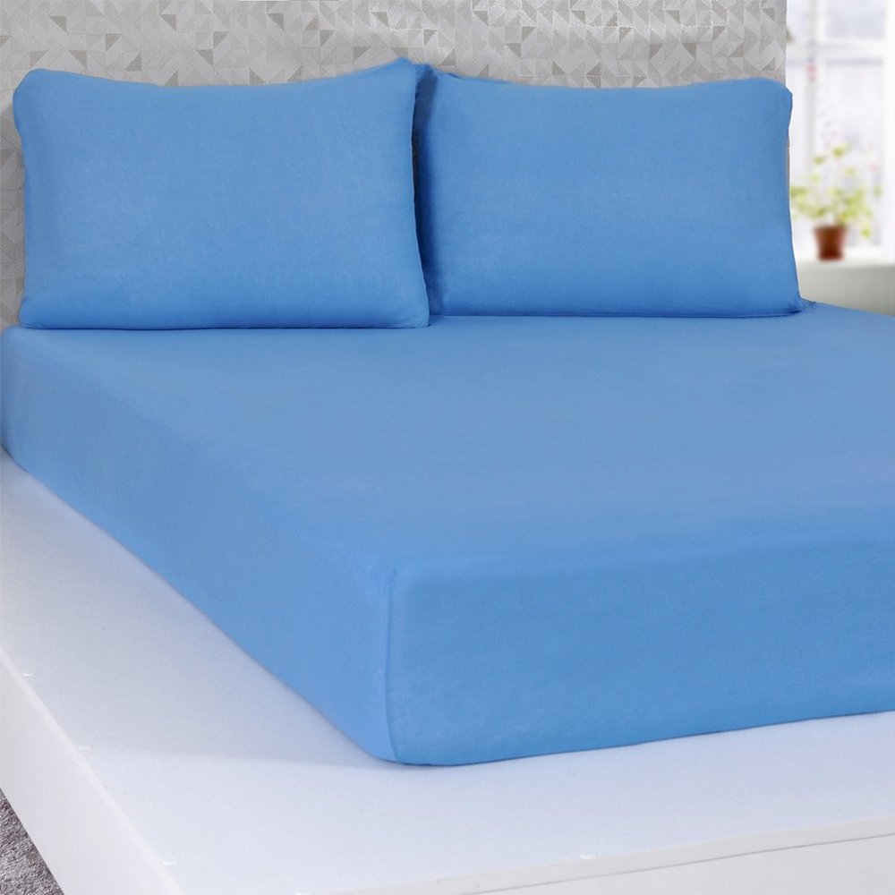Lençol Queen Serena Malha 100% Algodão 158x198x35cm Azul Lençol Queen Serena Malha 100% Algodão 158x198x35cm Azul