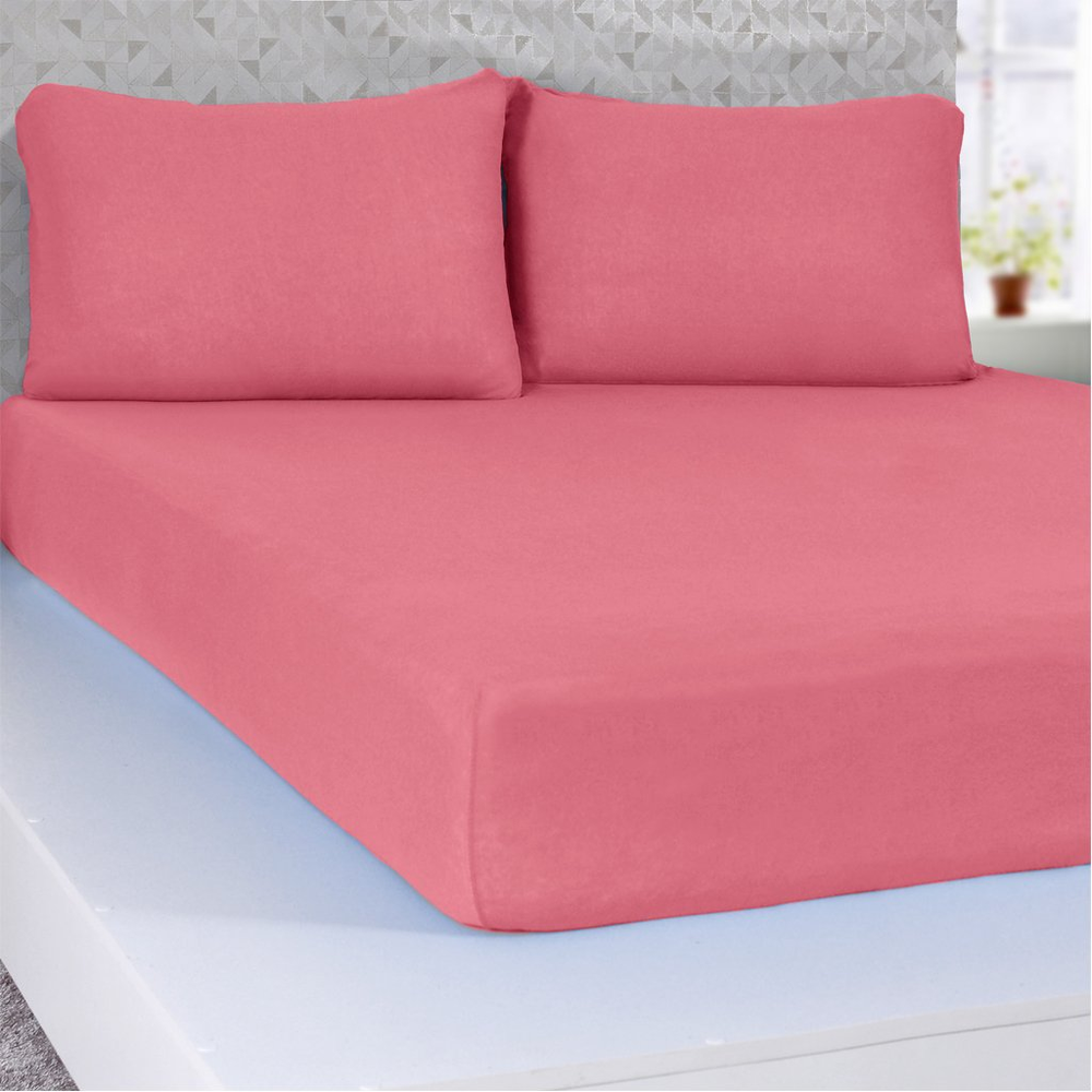 Lençol Solteiro Serena Malha 100% Algodão 88x188x23cm Goiaba Lençol Solteiro Serena Malha 100% Algodão 88x188x23cm Goiaba