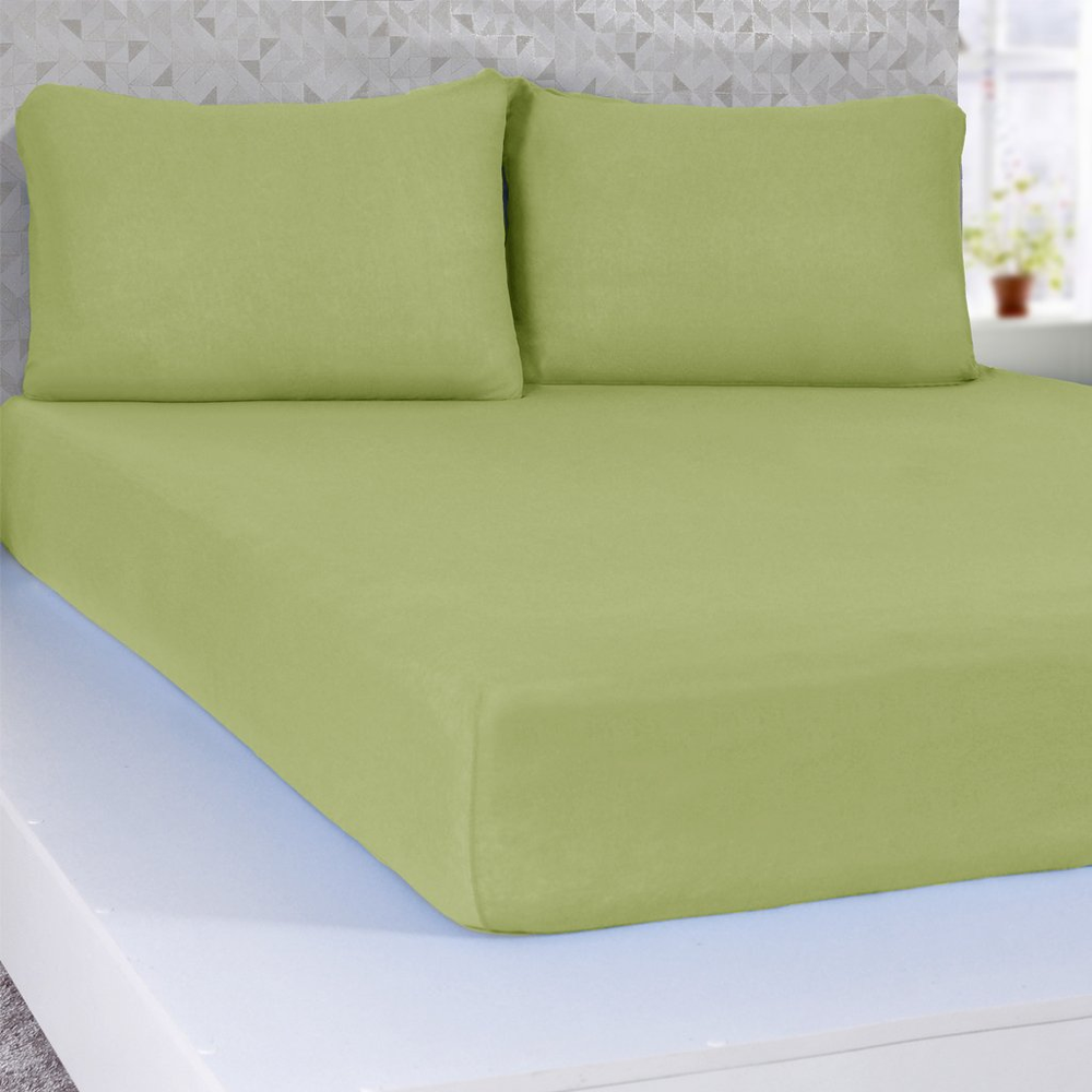 Jogo de Cama Solteiro Serena 3 pçs Malha 100% Algodão 88x188x23cm Verde Jogo de Cama Solteiro Serena 3 pçs Malha 100% Algodão 88x188x23cm Verde