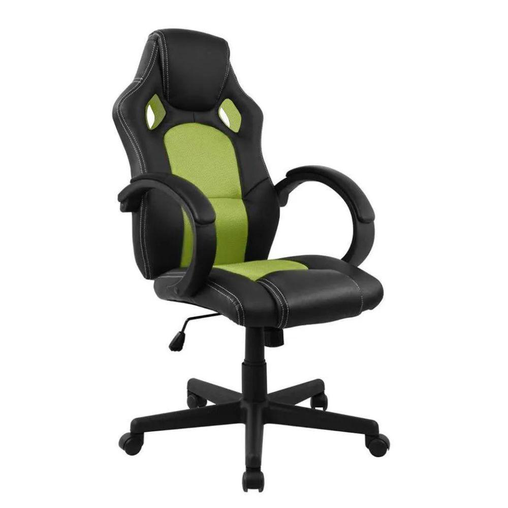 Cadeira Presidente Gamer em Couro PU Preta com Verde Pelegrin PEL 3002 Cadeira Presidente Gamer em Couro PU Preta com Verde Pelegrin PEL 3002