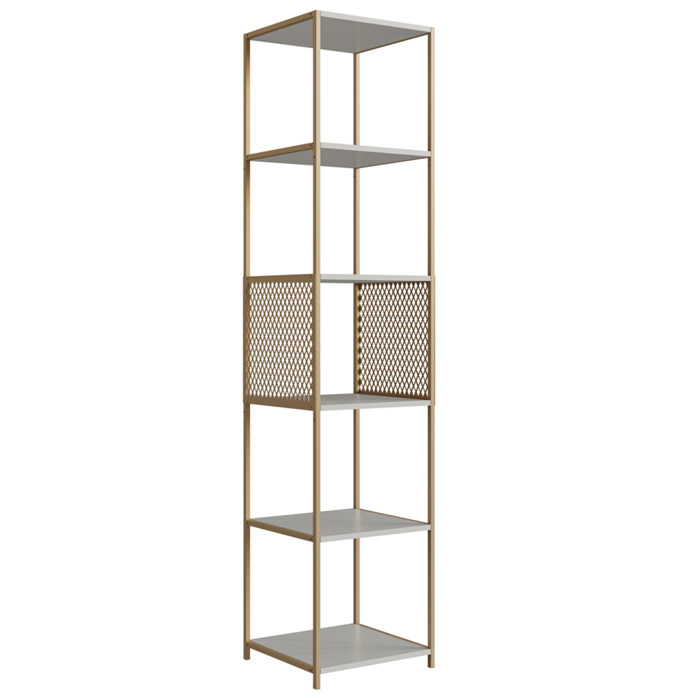 Estante 180 Cm Estilo Industrial Com Tela P1023 Arenas Dourado PP Estante 180 Cm Estilo Industrial Com Tela P1023 Arenas Dourado PP