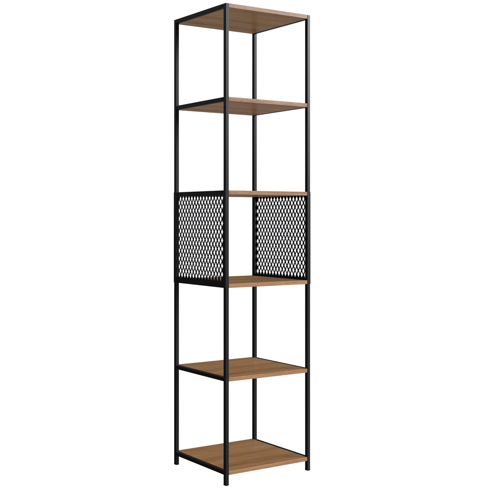Estante 180 Cm Estilo Industrial Com Tela P1023 Preto Mell PP Estante 180 Cm Estilo Industrial Com Tela P1023 Preto Mell PP